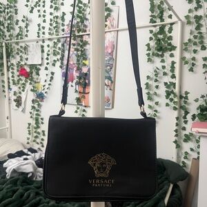 Versace Black Crossbody Bag with Gold Logo